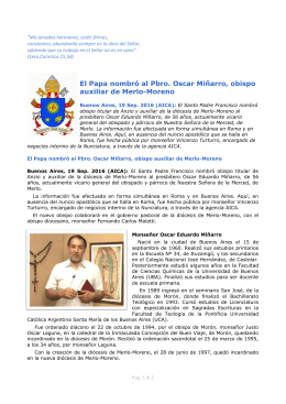 El Papa nombró al Pbro. Oscar Miñarro, obispo auxiliar de Merlo