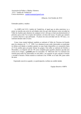Carta del AMPA: Actividades 2014/2015