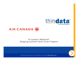Air Canada`s WebSaver®: Designing Customer