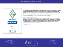 UPCO has been acquired by Dover