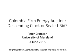 Colombia Firm Energy Auction: Descending Clock or