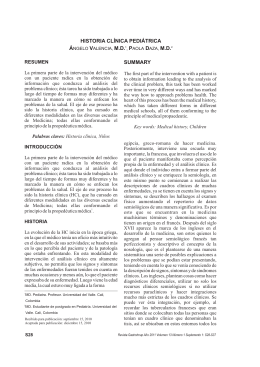 Historia clínica pediátrica. Pediatric clinical record. Ángelo Valencia