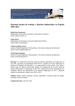 Sistemas locales de trabajo y distritos industriales en España 2001
