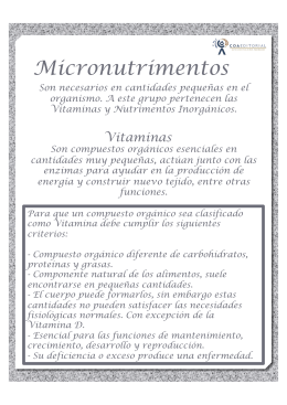 Micronutrimentos: Vitaminas y Nutrimentos Inorgánicos.