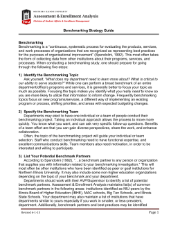 Page 1 Benchmarking Strategy Guide Benchmarking Benchmarking