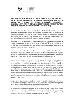 resolución de 28 de mayo de 2013, de la gerencia de la upv/ehu