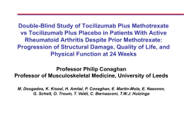 Doubleblind study of Tocilizumab + Methotrexate vs Tocilizumab +