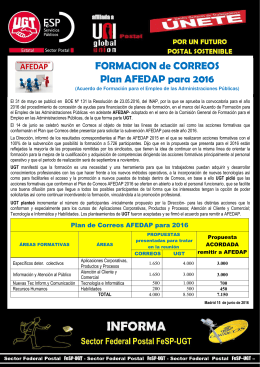FORMACION de CORREOS Plan AFEDAP para 2016