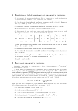 Propiedades del determinante de una matriz cuadrada e inversa de