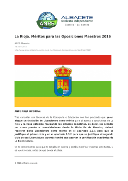 La Rioja. Méritos para las Oposiciones Maestros 2016