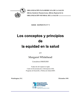 Los Conceptos y Principios de la Equidad en la Salud