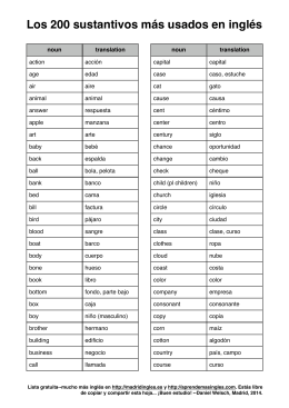 Los 200 sustantivos más usados en inglés