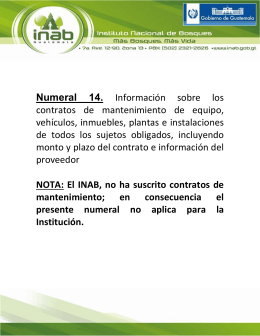 Numeral 14. Información sobre los contratos de mantenimiento de