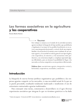 Las formas asociativas en la agricultura y las cooperativas