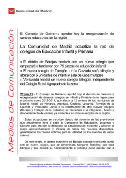 La Comunidad de Madrid actualiza la red de colegios de Educación