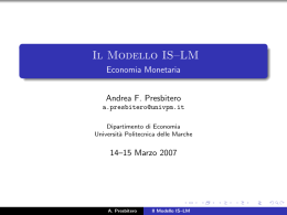 Il Modello IS–LM - Dipartimento di Economia