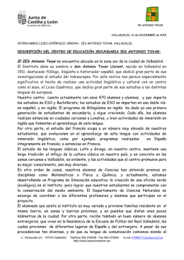 Carta de presentación del IES Antonio Tovar