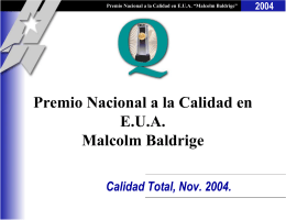 Malcolm Baldrige - Total Quality Management