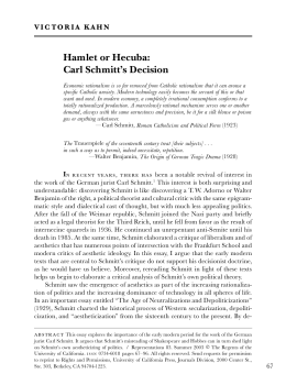 Hamlet or Hecuba: Carl Schmitt`s Decision