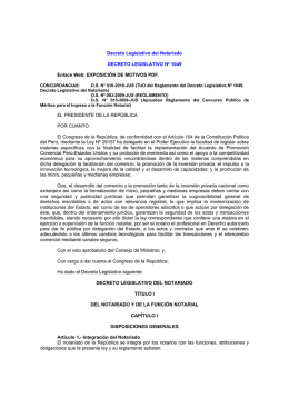 Decreto Legislativo del Notariado DECRETO LEGISLATIVO Nº 1049