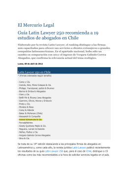 El Mercurio Legal Guía Latin Lawyer 250 recomienda a 19 estudios