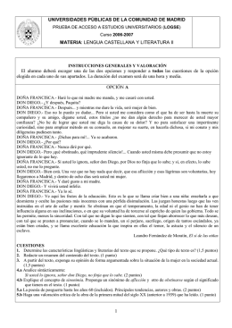 Lengua Castellana y Literatura - Examen Selectividad Junio 2007
