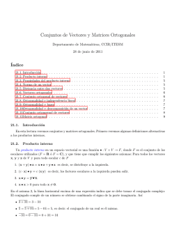 Conjuntos de Vectores y Matrices Ortogonales