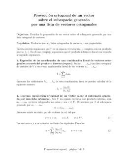 Proyección ortogonal de un vector sobre el subespacio generado