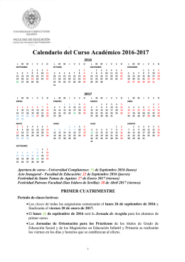 Calendario del Curso Académico 2016-2017