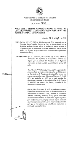 decreto N° 5252/2016 - Presidencia de la República del Paraguay