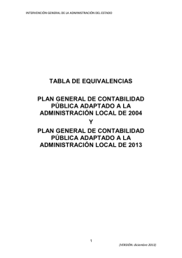 tabla de equivalencias plan general de contabilidad pública