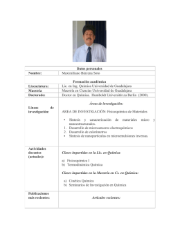 Datos personales Nombre: Maximiliano Bárcena Soto Formación