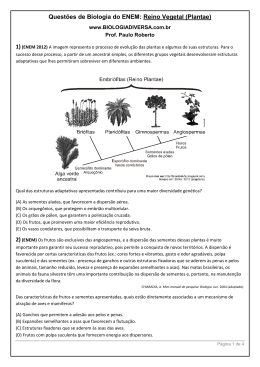 Questões de Biologia do ENEM: Reino Vegetal (Plantae)