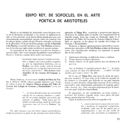 EDIPO REY, DE SOFOCLES, EN EL ARTE POETICA DE
