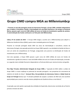 Grupo CIMD compra MGA ao Millenniumbcp