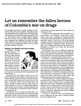 Let Us Remember the Fallen Heroes of Colombia`s War on Drugs