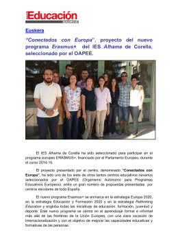 proyecto del nuevo programa Erasmus+ del IES Alhama de Corella