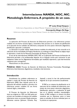 Interrelaciones NANDA, NOC, NIC. Metodología Enfermera.A