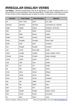 Lista de verbos irregulares