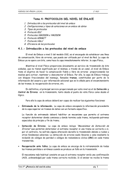 Tema 4: PROTOCOLOS DEL NIVEL DE ENLACE 4.1.