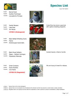 Species List - Toucan Rescue Ranch