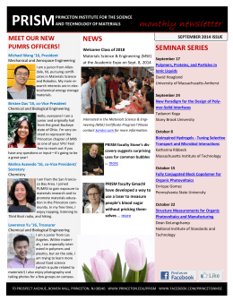 PRISM Newsletter, September 2014 issue available now!