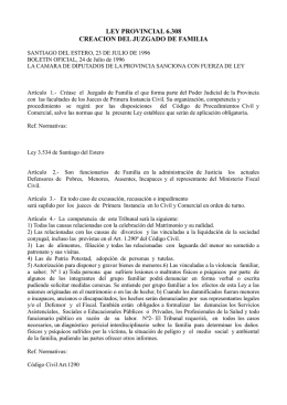 LEY PROVINCIAL 6.308 CREACION DEL JUZGADO DE FAMILIA