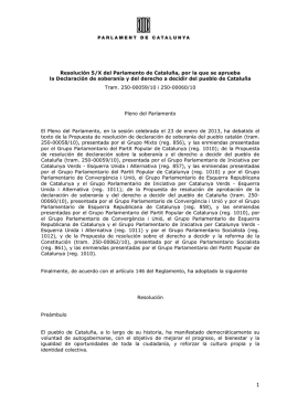 Resolución 5/X del Parlamento de Cataluña, por la que se aprueba