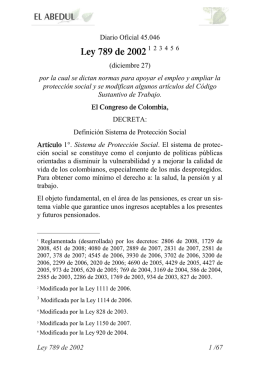 Ley 789 de 2002 - Academia Iberoamericana de Derecho del