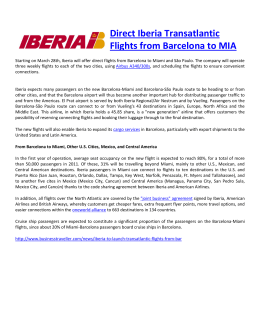 Direct Iberia Transatlantic Flights from Barcelona to MIA