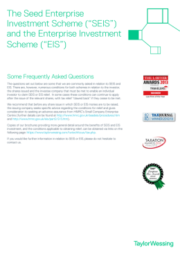 (“SEIS”) and the Enterprise Investment Scheme