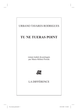 TU NE TUERAS POINT - Éditions de La Différence