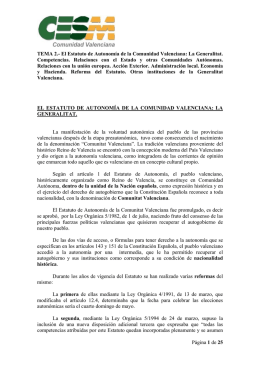El Estatuto de Autonomía de la Comunidad Valenciana