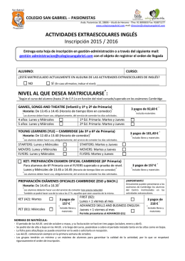 Ficha de Inscripción AAEE en Inglés 2015/16